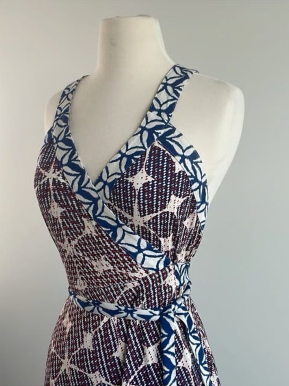 DVF Silk Maxi Dress Diane von Furstenberg Samson Batik Print Crisscross-Back